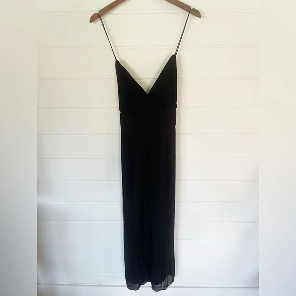 NWT Banana Republic Pleated Maxi Adjustable Straps Black Dress Size 12 - Picture 7 of 14